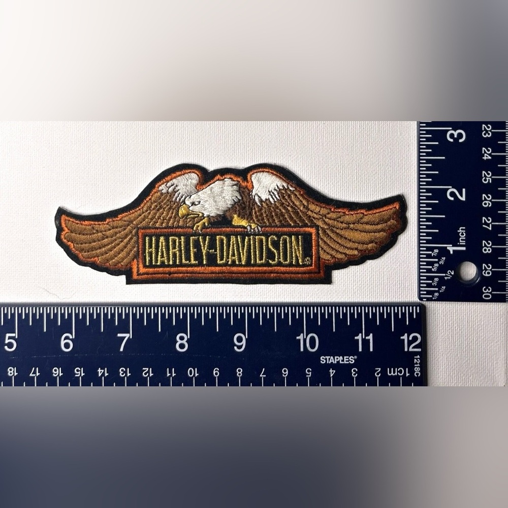 Authentic Vintage Harley-Davidson Patch Emblem Brown Eagle Wings Out Logo Medium